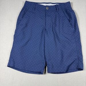 Under Armour Mens Golf Shorts 30 Navy Blue Polka Dot HeatGear Nylon Blend‎